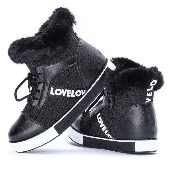 Czarne buty sportowe z futerkiem Gracelyn- Obuwie