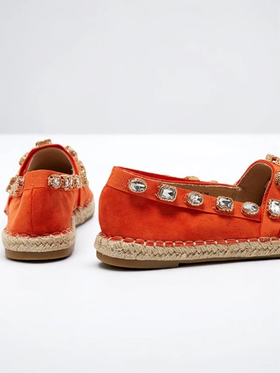 Oranžové dámske espadrilky s kryštálmi Wamba - Obuv