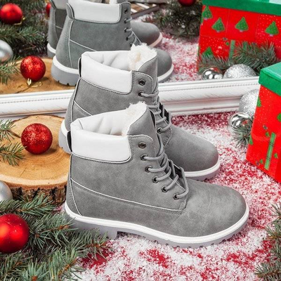 Šedé turistické topánky s izoláciou Polar Bear - Obuv