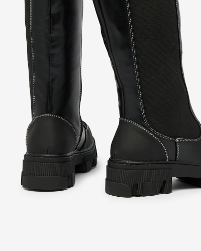 Royalfashion Dámske čižmy do polovice lýtok v čiernej farbe Blyss