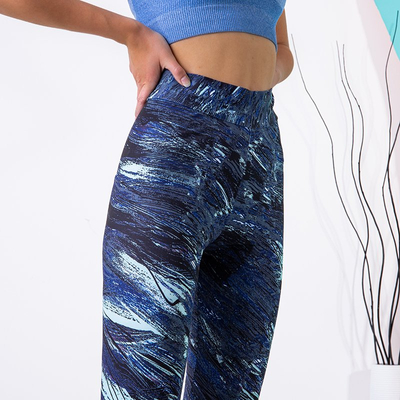 Modré vzorované dámske legíny PLUS SIZE - Oblečenie