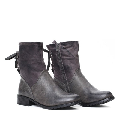 Szare, ocieplane botki Francesca- Obuwie