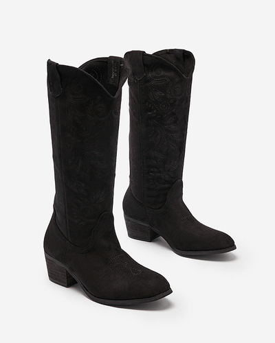 Čierne čižmy na nízkom podpätku Lieffi- Obuv