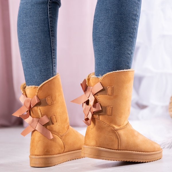 Hnědé sněhové boty mukluki s luky Snowy - Obuv 1