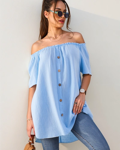 Royalfashion Dámska bavlnená blúzka ala španielska s dekoratívnymi gombíkmi