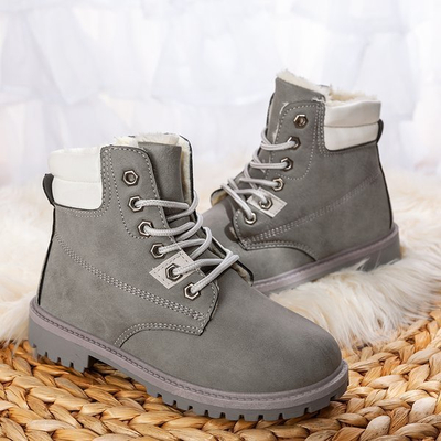 Šedé detské turistické topánky Kabri z ekokože - Obuv