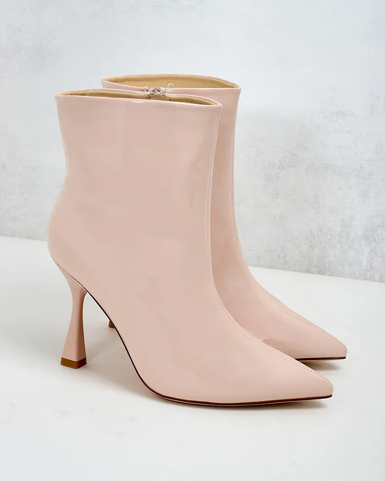 Royalfashion Loori lakované dámske čižmy na podpätku