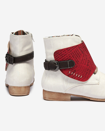 OUTLET Dámske červeno-biele čižmy s potlačou Gehami- Obuv