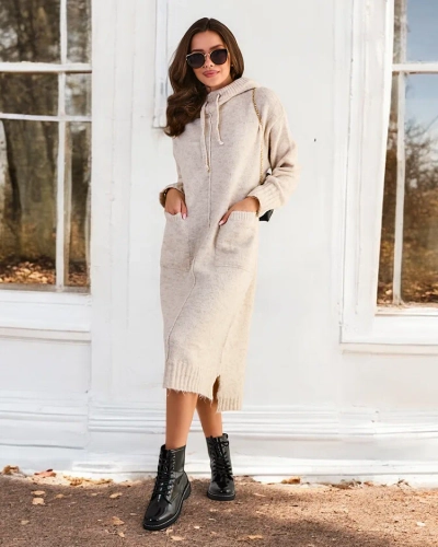 Royalfashion Dlhý sveterový šaty pre ženy