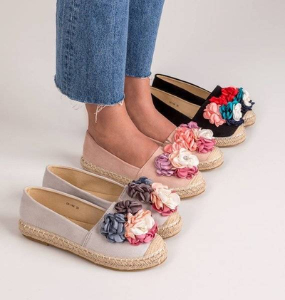 Šedé espadrily s květinami Fandi - Obuv 1