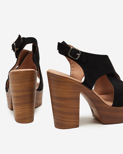 Čierne dámske sandále na vysokom stĺpiku Inga - Footwear