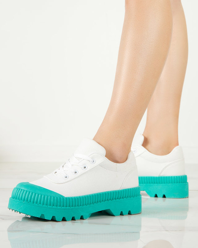 OUTLET Dámske tenisky biele so zelenou podrážkou Comp - Footwear