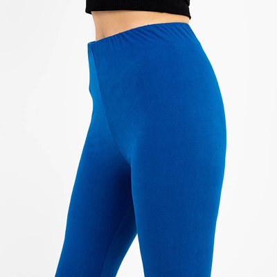 Kobaltové dámske jednofarebné mäkké legíny - oblečenie