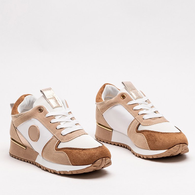 Dámska béžová a hnedá športová obuv s trblietkami Tenetika - Obuv