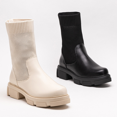 Dámske čierne prelamované členkové čižmy značky Roibu - Shoes