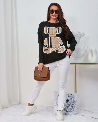 Royalfashion Čierny dámsky sveter Teddy Bear