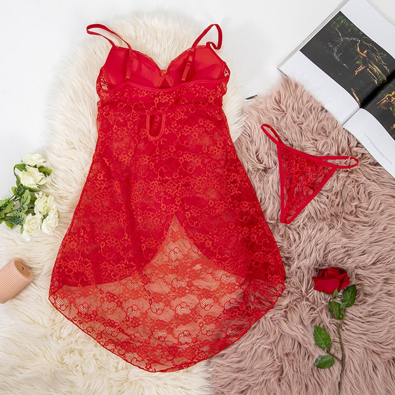 Dámska červená čipkovaná spodnička - spodná bielizeň