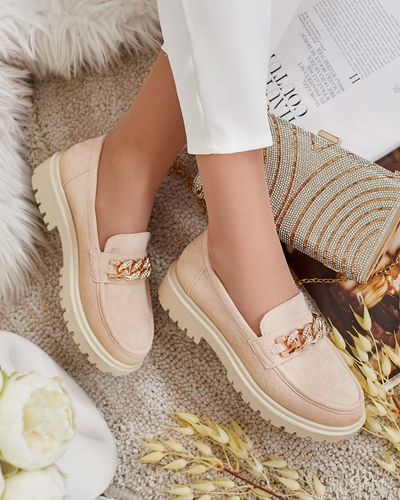 Royalfashion Dámske mokasíny z eko semišu s ornamentom Lehels