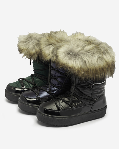 OUTLET Čierne dámske lakované topánky a'la snow boots Luccav- Obuv