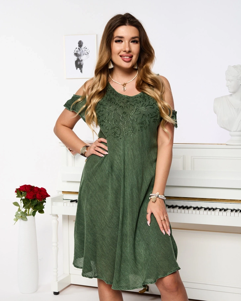 Royalfashion Zelené dámske plážové šaty so surferom