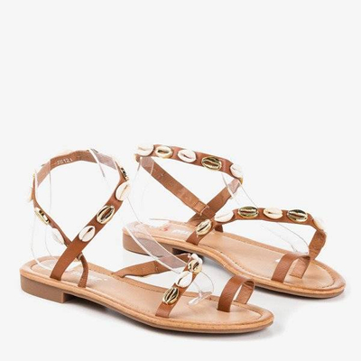 Hnědé dámské sandály s pouzdry - Obuv 1