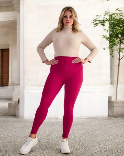 Bordové dámske bambusové legíny PLUS SIZE - Oblečenie