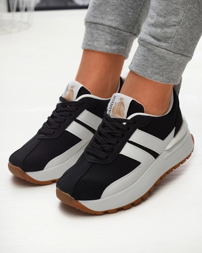 Dámska čierna športová obuv z ekokože s farebnými vložkami Tifora- Obuv