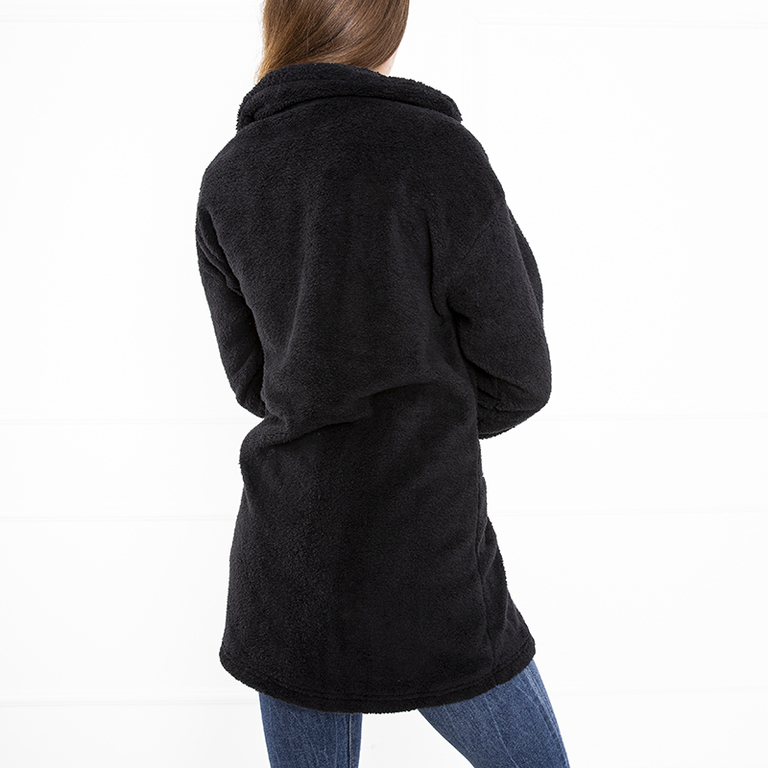 Čierna teplá dámska mikina na gombíky - Oblečenie
