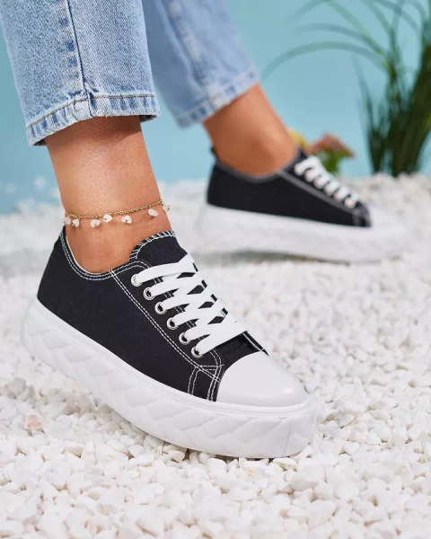 Royalfashion Čierne dámske tenisky na platforme Merija