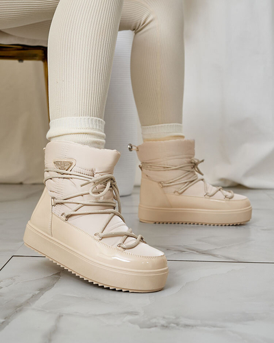 Royalfashion Dámske slip-on čižmy a'la snow boots v béžovej farbe Nevsone