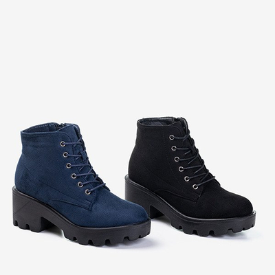 Čierne šnurovacie ploché členkové topánky Buster - Obuv