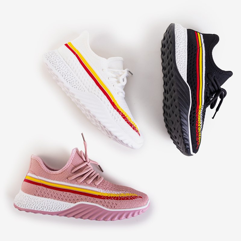 Biele dámske športové topánky s farebnými pruhmi Lutia - Obuv