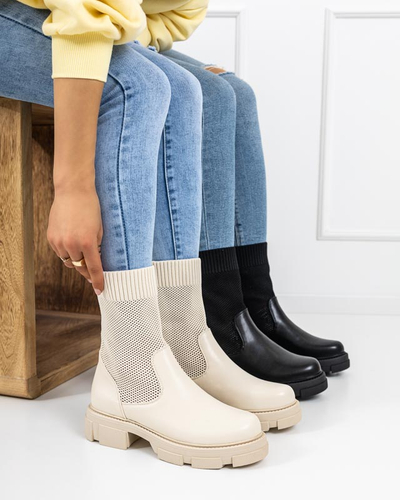 Dámske čierne prelamované členkové čižmy značky Roibu - Shoes