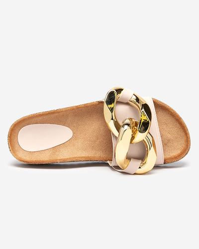 Dámske béžové papuče so zdobením Fixci- Footwear