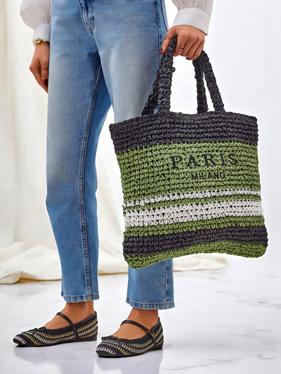 Royalfashion Veľká dámska slamená taška Paris Stripe