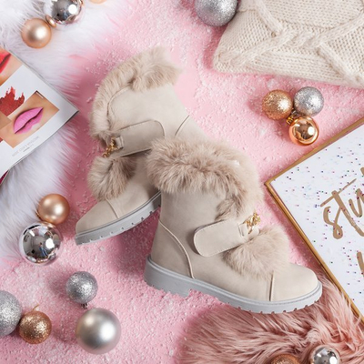 Wiscon béžové čižmy s kožušinou - Obuv