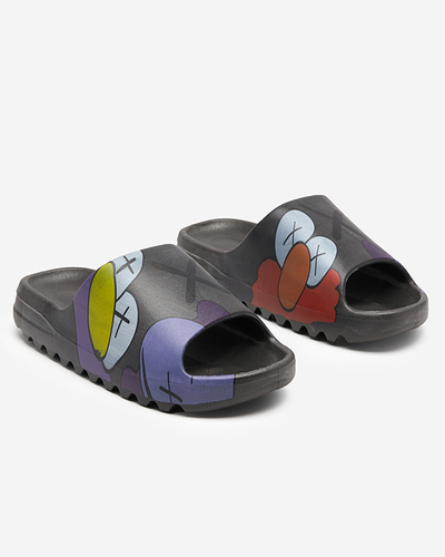 OUTLET Čierne gumené dámske papuče s potlačou Pfizz-footwear