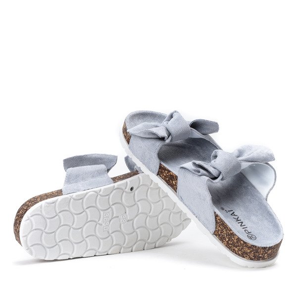 Modré papuče s mašličkou Marecia - Obuv