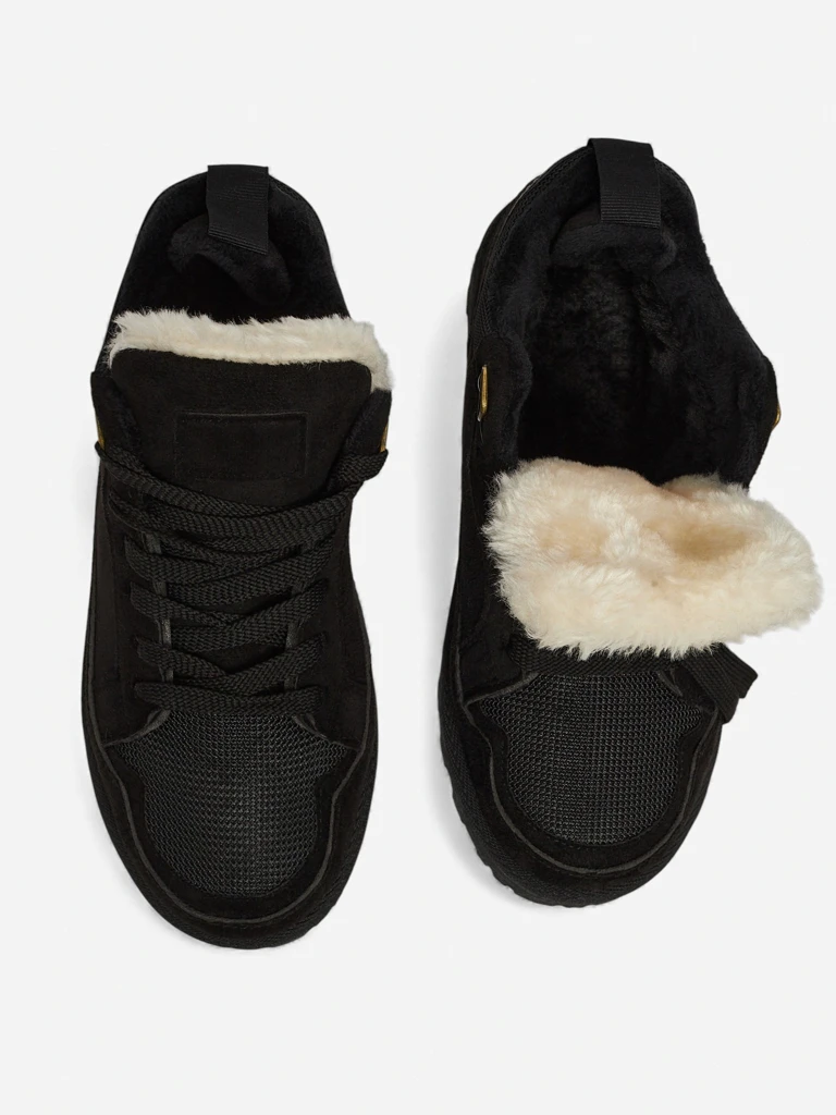 Ženski športni copati Diana Črni Semiš Udobni za Zimo