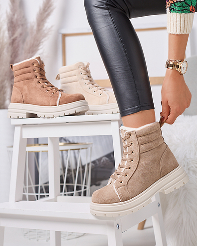 Dámske zateplené traperky hnedej farby Tivica - Obuv