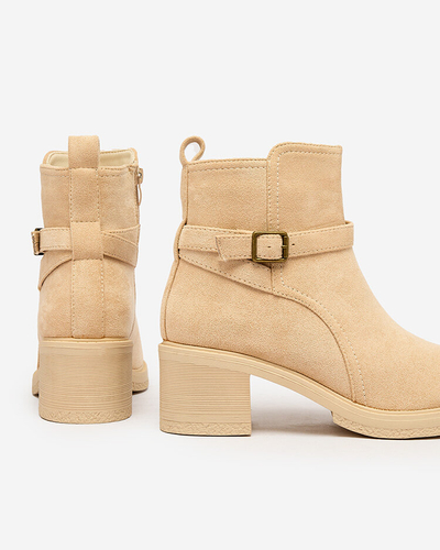 Royalfashion Béžové dámske čižmy na nízkom podpätku Masymar