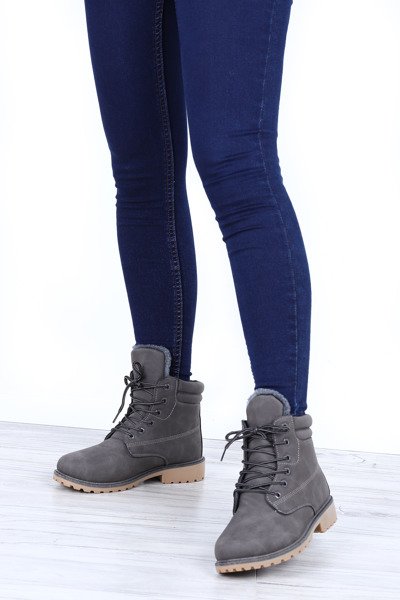 Szare, ocieplane trapery Maggie- Obuwie