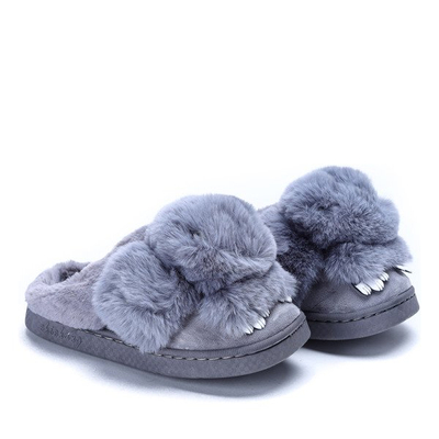 Szare kapcie z króliczkiem Bonny - Obuwie