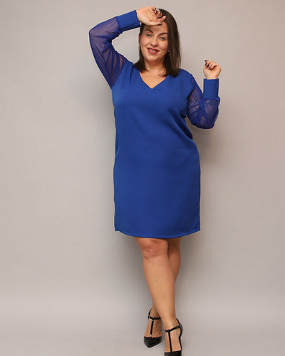 Lesklé šaty po kolená v zelenej farbe PLUS SIZE- Oblečenie