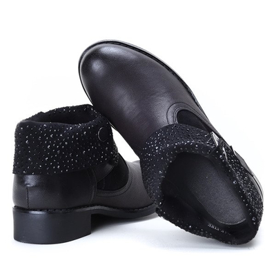 Czarno-brązowe botki z cyrkoniami Scarlett - Obuwie