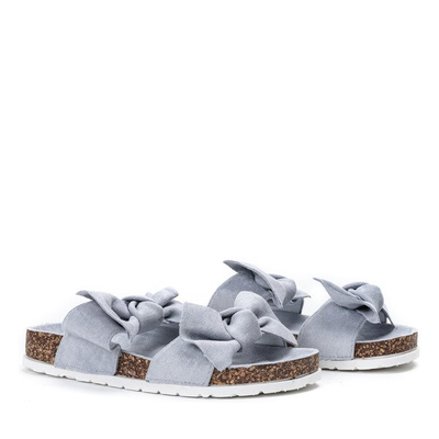 Modré papuče s mašličkou Marecia - Obuv