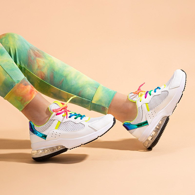 OUTLET Dámska biela športová obuv s modrými vložkami Nelini - Obuv