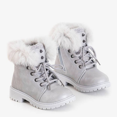 Detské čižmy striebornej farby Zendisqa s kožušinou - obuv