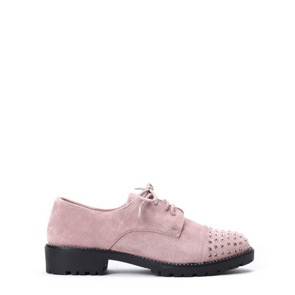 Różowe półbuty z cyrkoniami Ashley- Obuwie