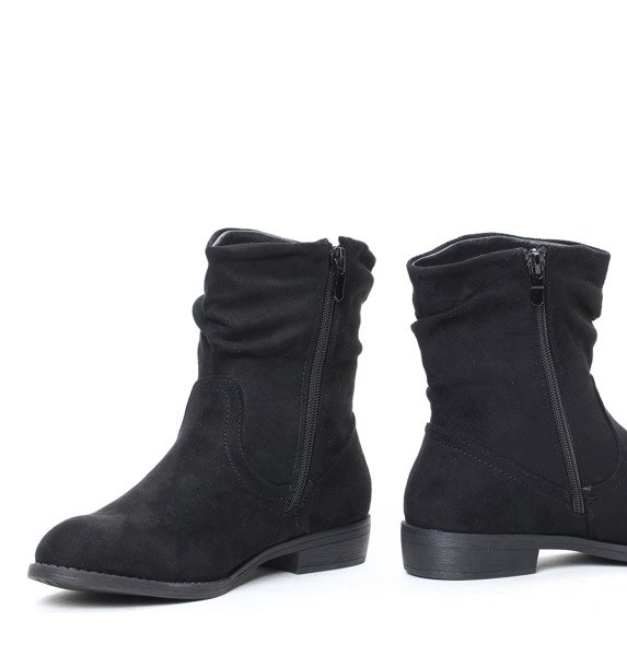 Czarne botki z eko zamszu Jo- Obuwie